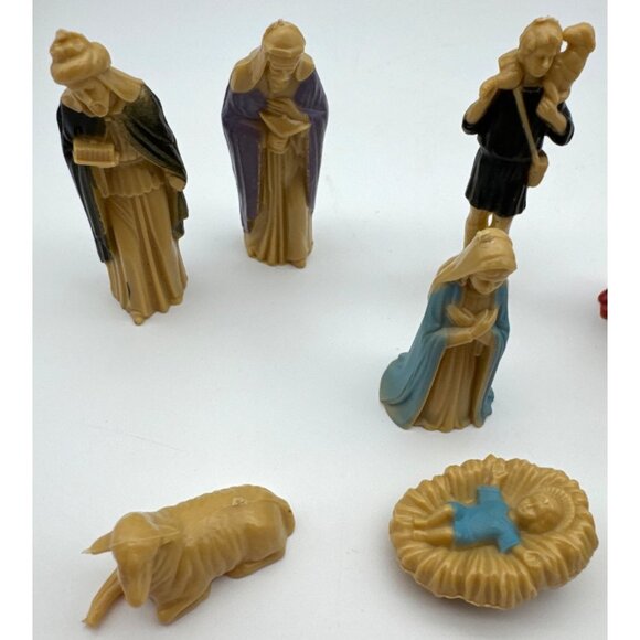 Vintage Merrilite Christmas Nativity Set 9 Pc Baby Jesus Hand Decorated 1985 - Picture 3 of 8